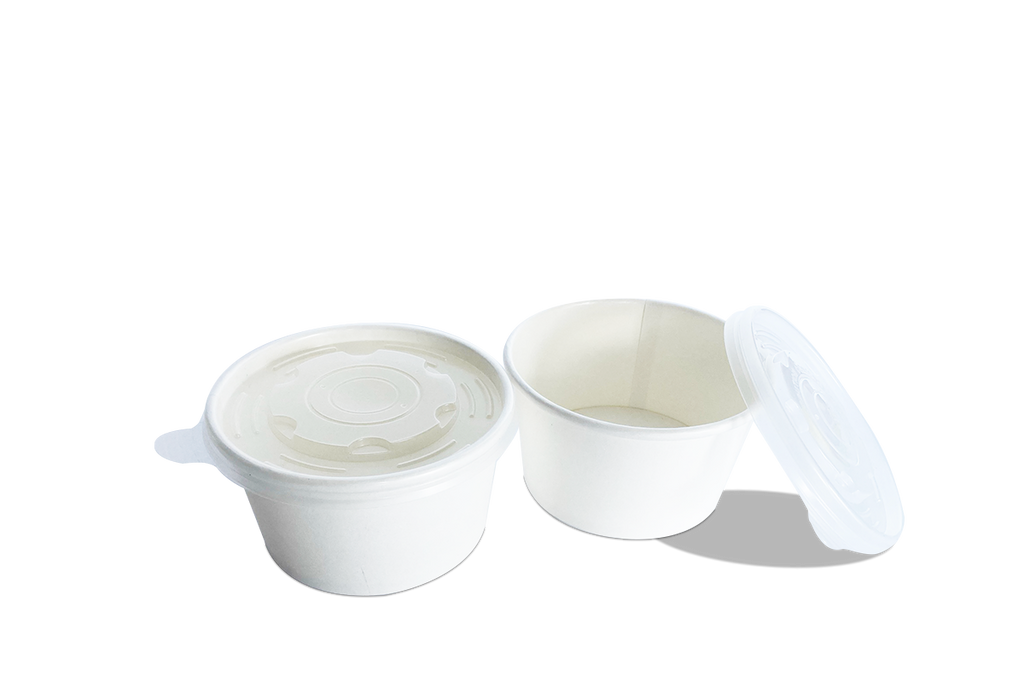 Contenedor de Papel Blanco con Tapa Resistente a Líquidos Chico