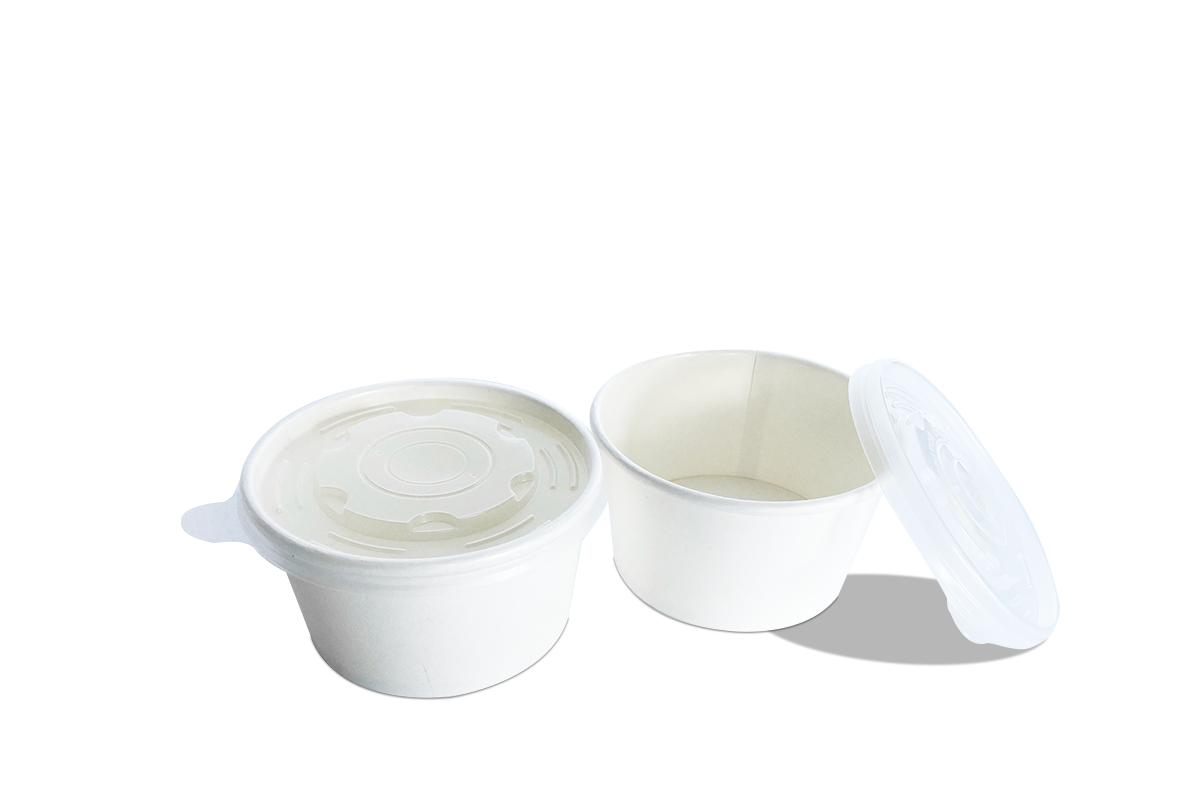 Contenedor de Papel Blanco con Tapa Resistente a Líquidos Chico