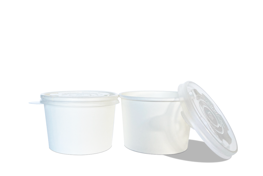 Contenedor de Papel Blanco con Tapa Resistente a Líquidos mediano