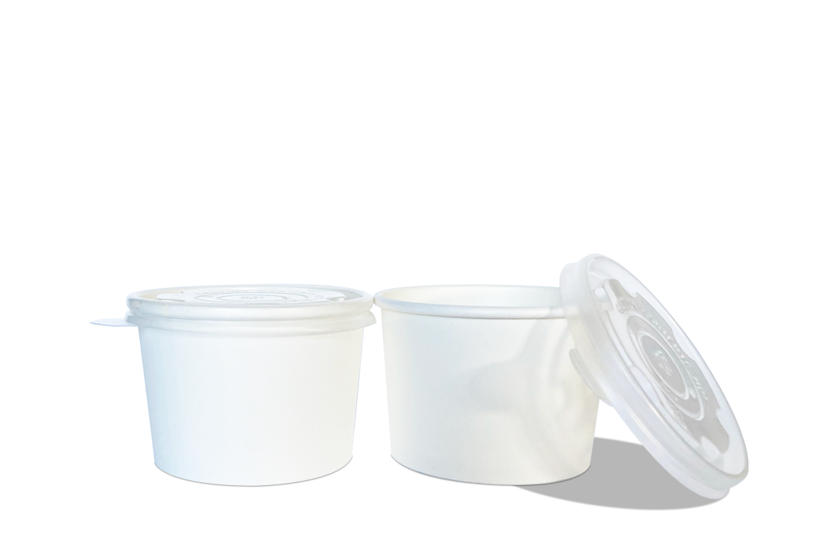 Contenedor de Papel Blanco con Tapa Resistente a Líquidos mediano