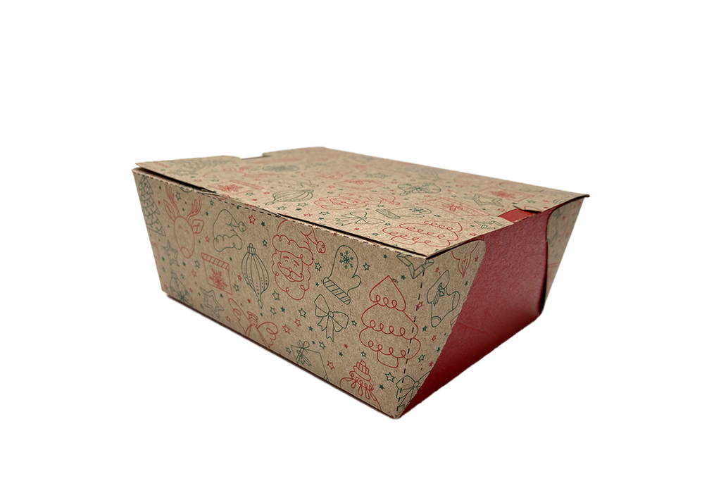 Contenedor rectangular de cartulina 50 oz para navidad