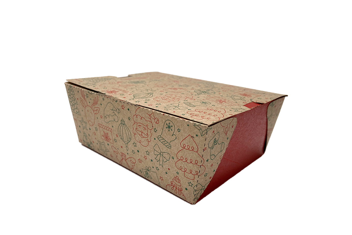 Contenedor rectangular de cartulina 50 oz para navidad