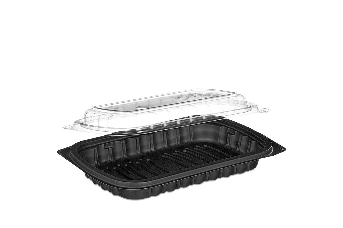 Charola Medio Costillar 25.4x18x5.4 cm tapa y base