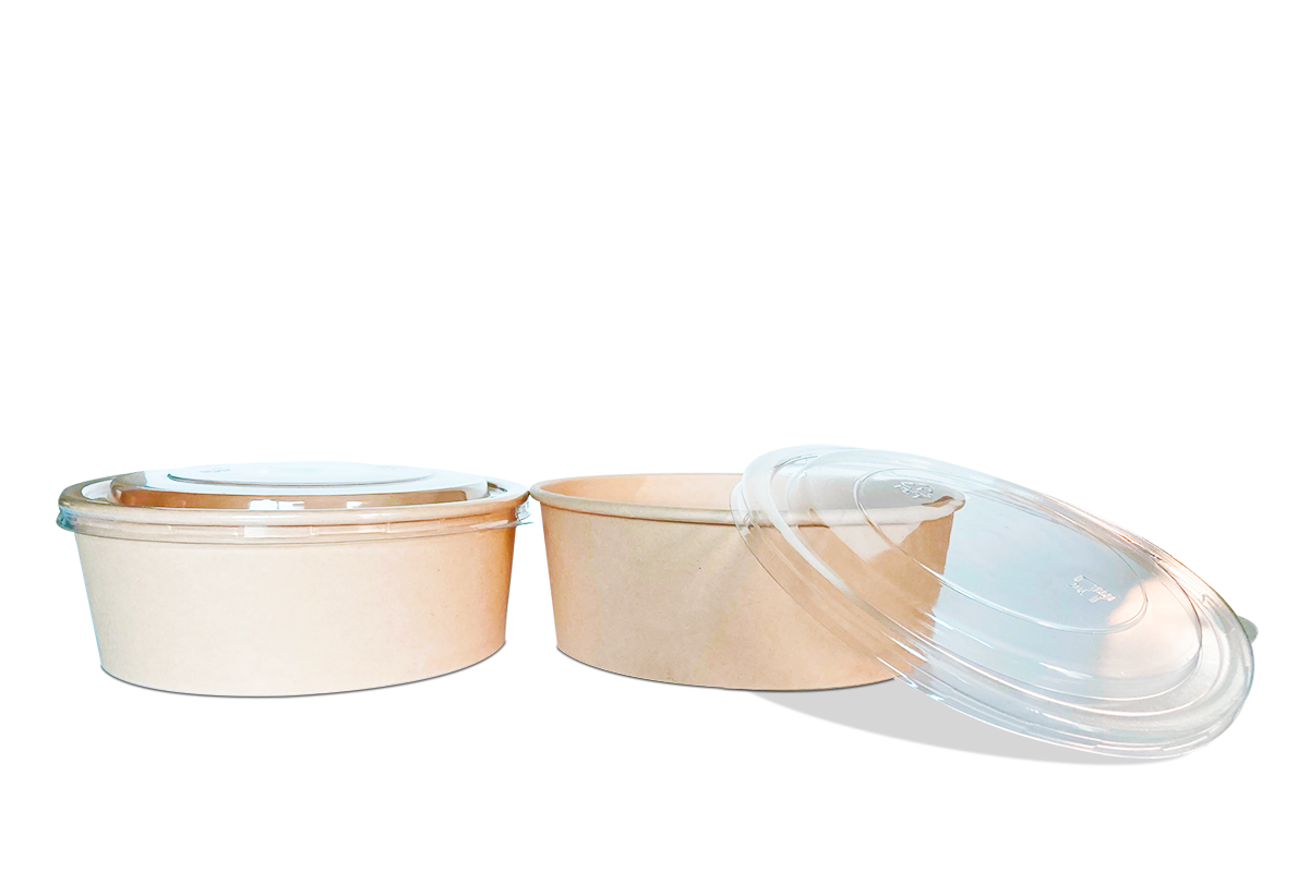 Contenedor Bambu de Papel con Tapa Grande