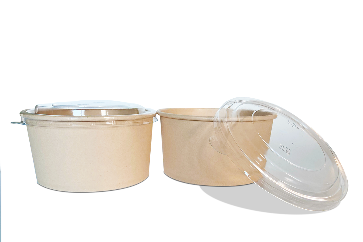 Contenedor Bambu de Papel con Tapa Mediano