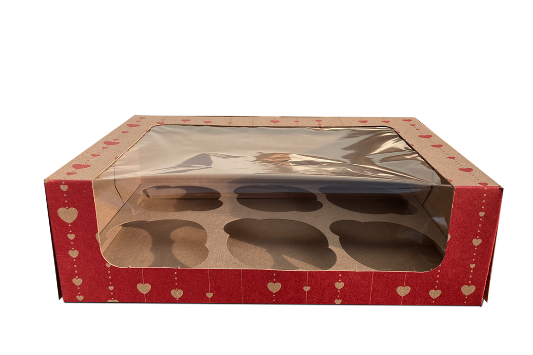 caja para 6 cupcakes corazones