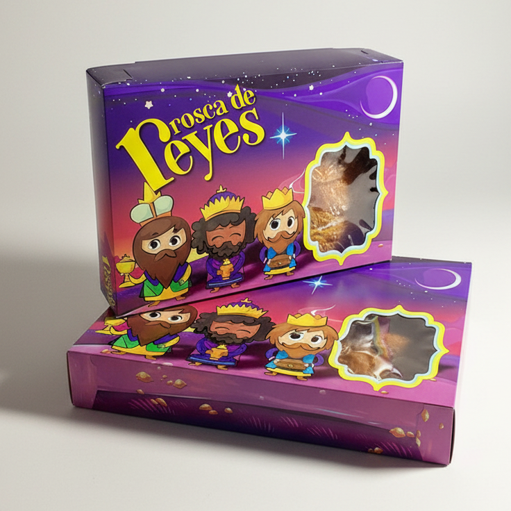 Caja para la Rosca de reyes diseño cielo estrellado