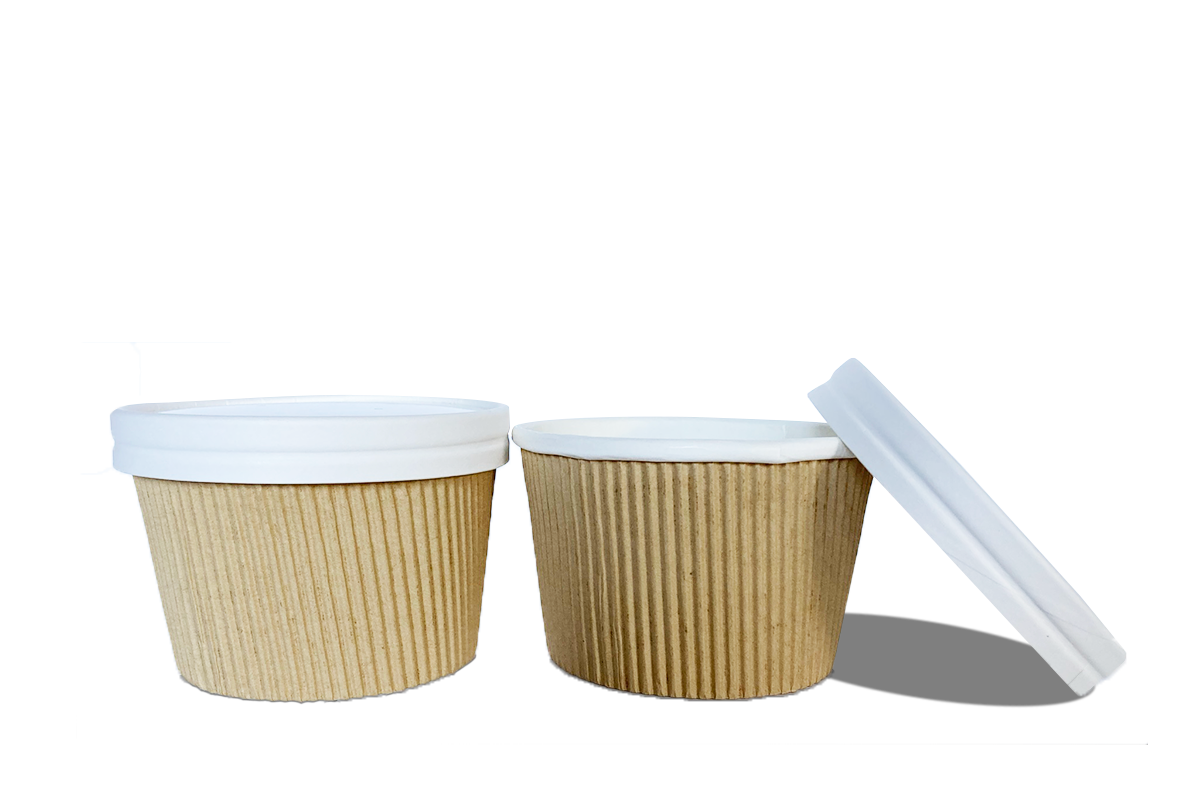 Vaso Corrugado Kraft con Tapa Chico
