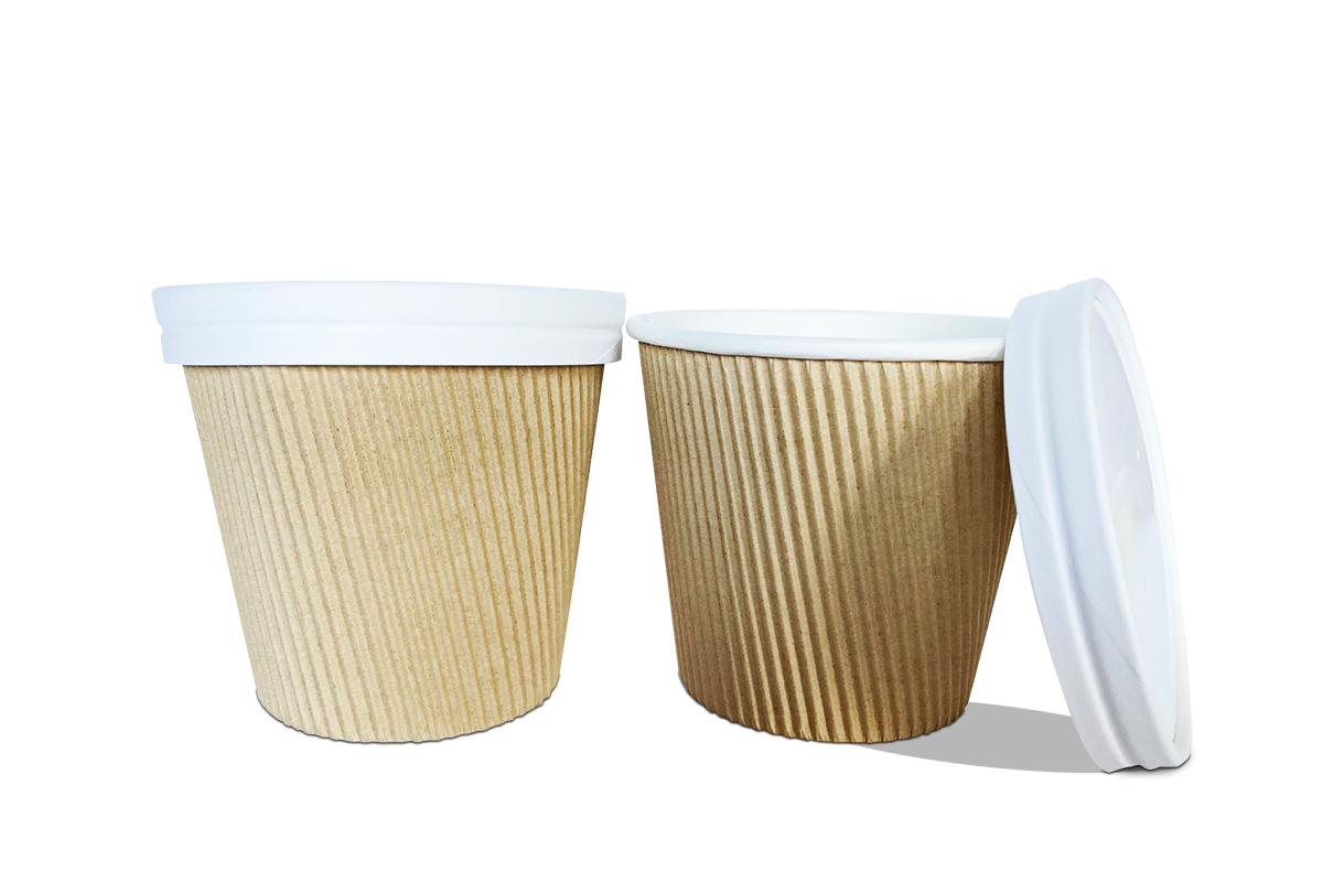 Vaso Corrugado Kraft con Tapa Mediana