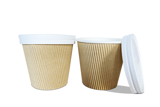 Vaso Corrugado Kraft con Tapa Mediana